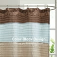thumbnail image 2 of Madison Park Blue/Brown Faux Silk Shower Curtain, Striped Lightweight Bath Curtain Decor, Brown Curtain for Bathroom, 72"x72", 2 of 6