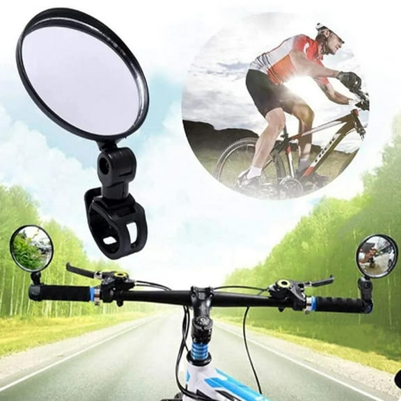 QHUDLV Bicycle Rearview Mirror 360 Degree Rotation Convex Mirror Handlebar Mount