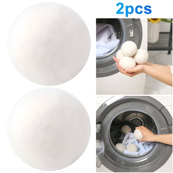 LAMIRO 2-Pack Wool Dryer Balls,Pet Hair Remover for Laundry,Reusable Natural Fabric Softener Laundry Balls for Dryer 5CM