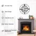 thumbnail image 2 of HOMCOM 32 Inch Large Wall Clock, Silent Non Ticking Metal Roman Numeral Industrial Oversized Clocks for Living Room Decor, Battery Operated, Easy to Read, Black and Wood Grain, 2 of 8