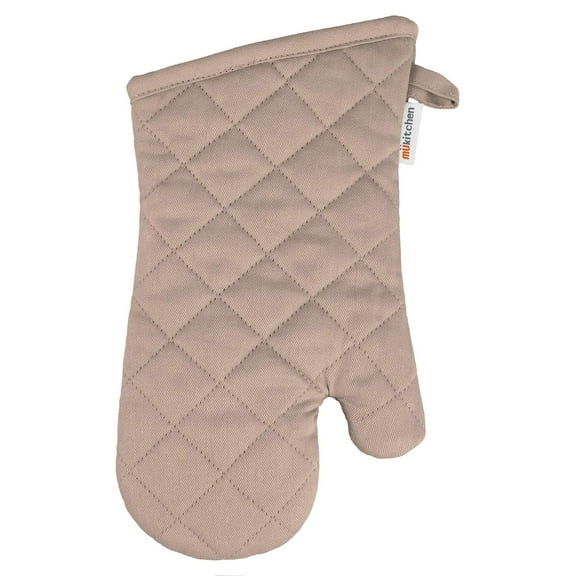 MUkitchen 100% Cotton, Terry-Lined Oven Mitt, 13-Inches, Flax