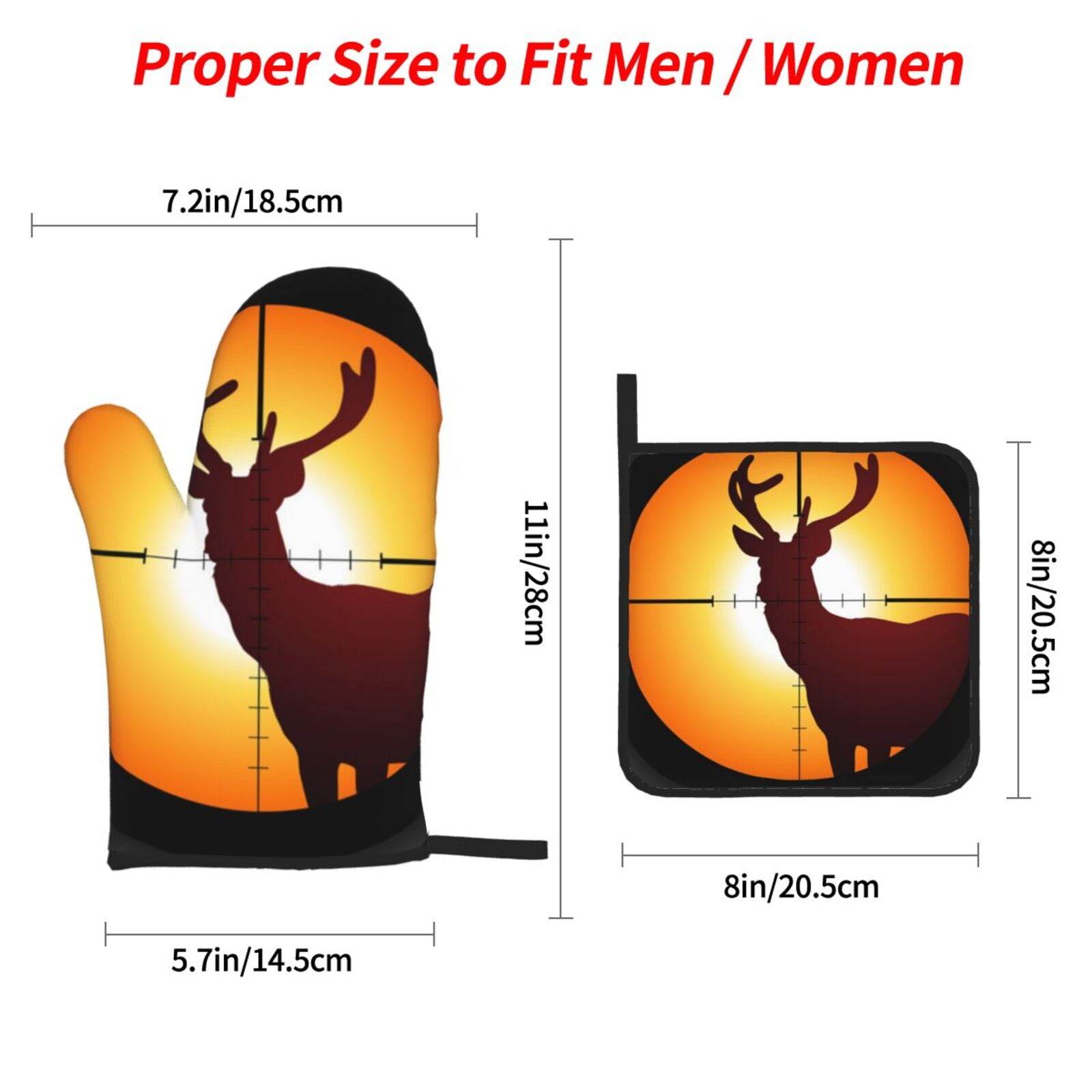 Target Deer Elk Hunting 4Pcs Oven Mitts and Pot Holders Sets Oven Kitchen Gloves Hot Pads for Cooking BBQ Baking Grilling
