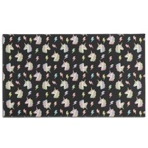 Black Cartoon Unicorn Lightning Pattern Door Rugs,Washable Non Slip Door Mats Indoor,Decorative Door Mats,Entry Mat Indoor for Entrance,Bedroom,Kitchen,Bathroom,17"x30"