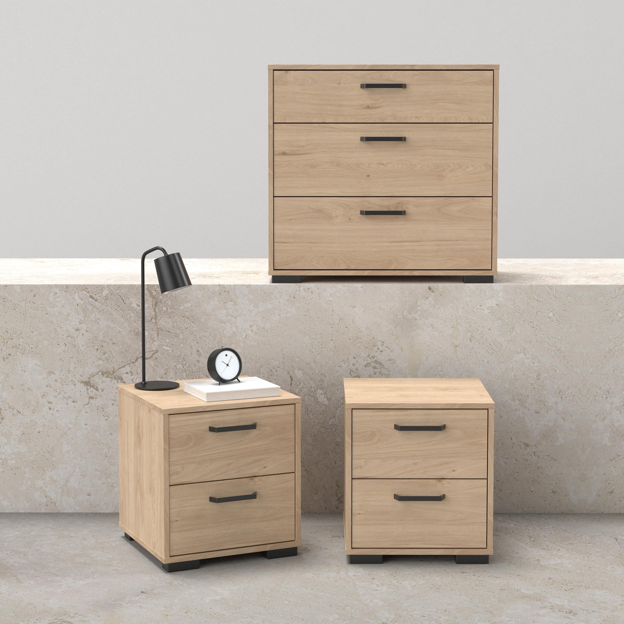 Tvilum Sofia 3-Piece Bedroom Set with Chest and Nightstands, Jackson Hickory