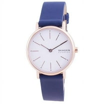 Skagen SKW2838 Signatur White Dial Blue Leather Strap Quartz Women Watch, Black