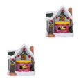 thumbnail image 3 of maskred Resin Christmas Scene Snow House LED Desktop Set Decoration Village colored lights Type C 2Set, 3 of 6