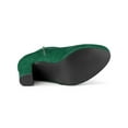 thumbnail image 5 of BLISSFUL STEP Women's Round Toe Block Heels Ankle Heel Boots Emerald Green 9, 5 of 8