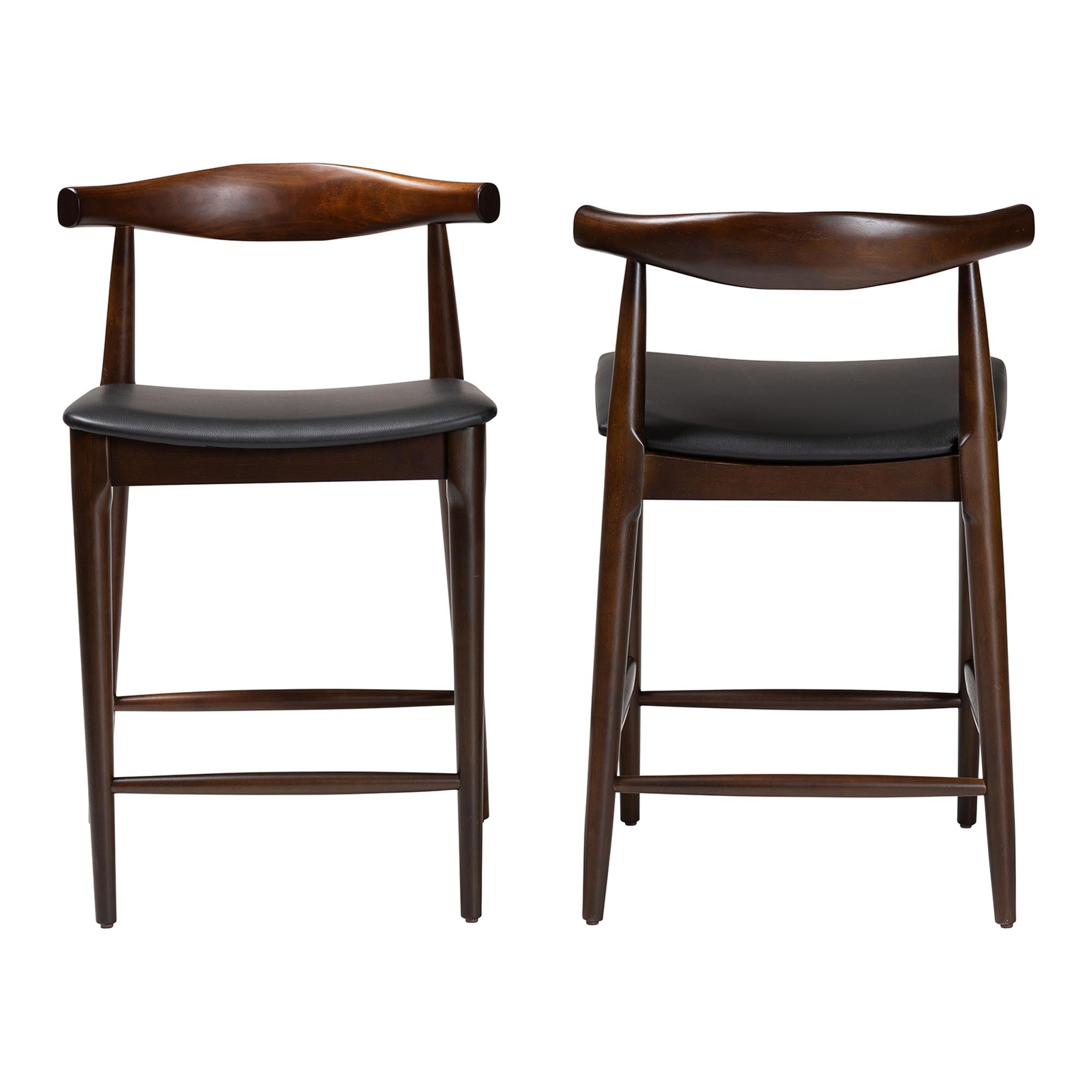 Baxton Studio Eira Mid-Century Counter Stool, Set of 2, Counter Height, Black