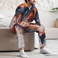 thumbnail image 7 of Naloa Sunset Ocean Watercolor Dolphin Men’s Pajamas Set - Long Sleeve Button Down Sleep Shirt and Pajama Bottoms Sleepwear Set-, 7 of 7