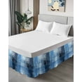 thumbnail image 4 of Abstract Blue Art Bed Skirt Gradient Blue Retro Watercolor Bed Skirts California King Size 16 Inch Drop, Wrap Around Dust Ruffle&nbsp;Bedskirt with Adjustable Elastic Belt for Queen Size Beds, 4 of 7