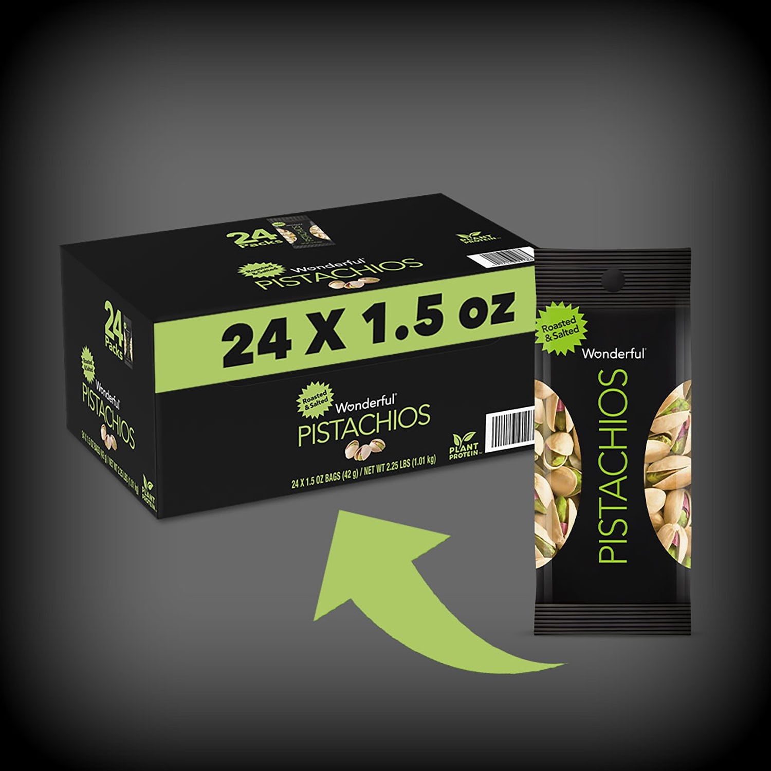 Wonderful Pistachios, Roasted and Salted, 2 Pack, 1.5 oz., 24 pk with bowl by OMA