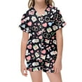 thumbnail image 2 of Girls Sleepwear & Robes Kids Pattern Printed Short Sleeve Button Down Pajamas Shorts Set Sleepwear Outfits, 2 of 4