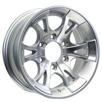 eCustomrim Aluminum Trailer Wheel 15X6 15" A1411 Silver 6 Lug On 5.5" Center Rim
