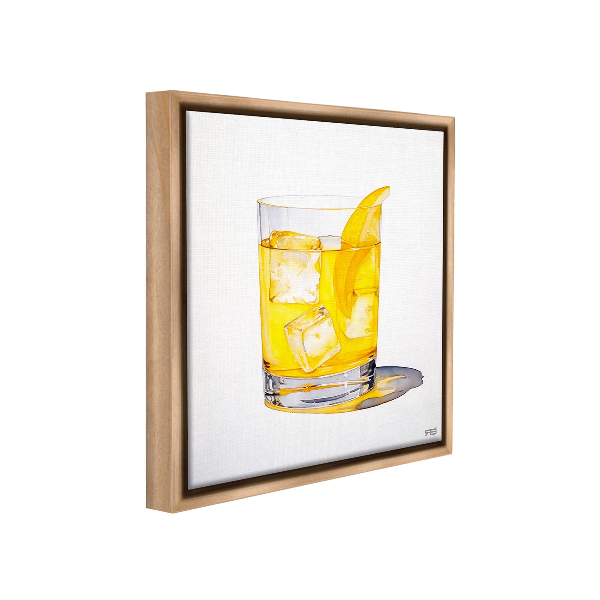 Stupell Industries Liquor with Citrus Peel Food & Beverage Painting Brown Floater Framed Canvas Art Print Wall Art, 25 x 25