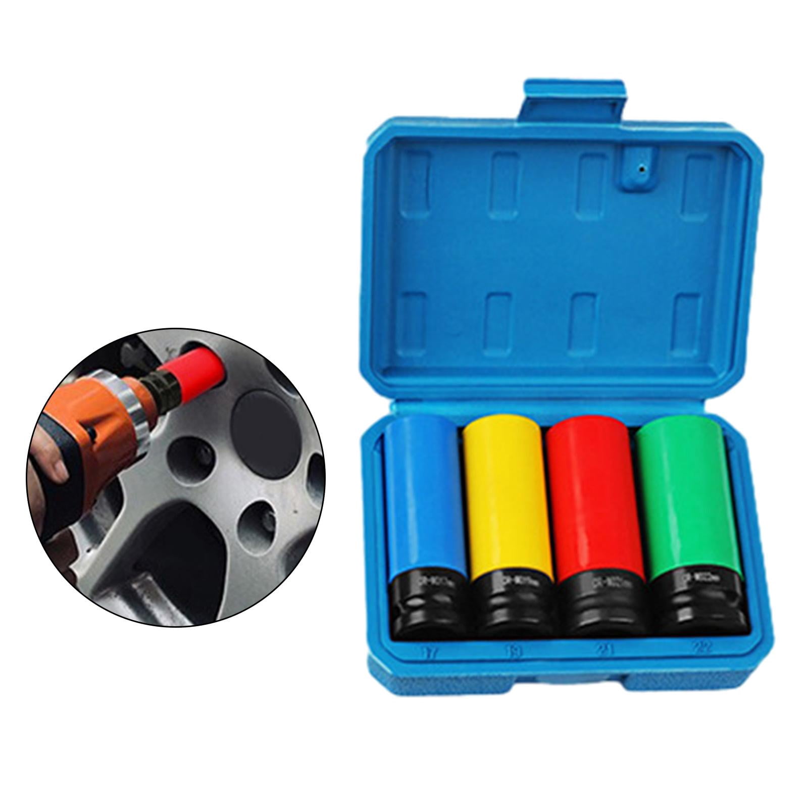 Colaxi Wheel Socket Set ,Socket, Wrench Set with Storage Case, Drive Angle 1/2" Protective Wheel Impact Socket Set for Husband, Men 4 piece