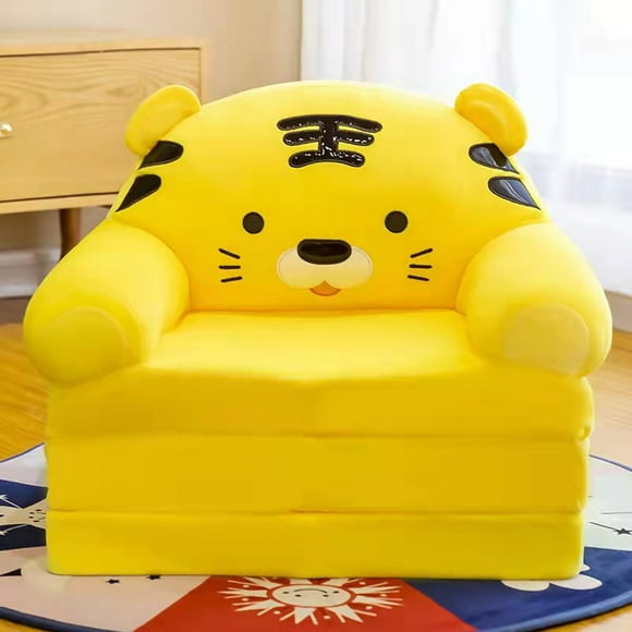 IUSOULZ Kids Couch, 2-In-1 Soft Toddler Couch Fold Out, Toddler Chair Comfy, Convertible Sofa to Lounger With Cute Shell Designs,(Tiger 🐅)