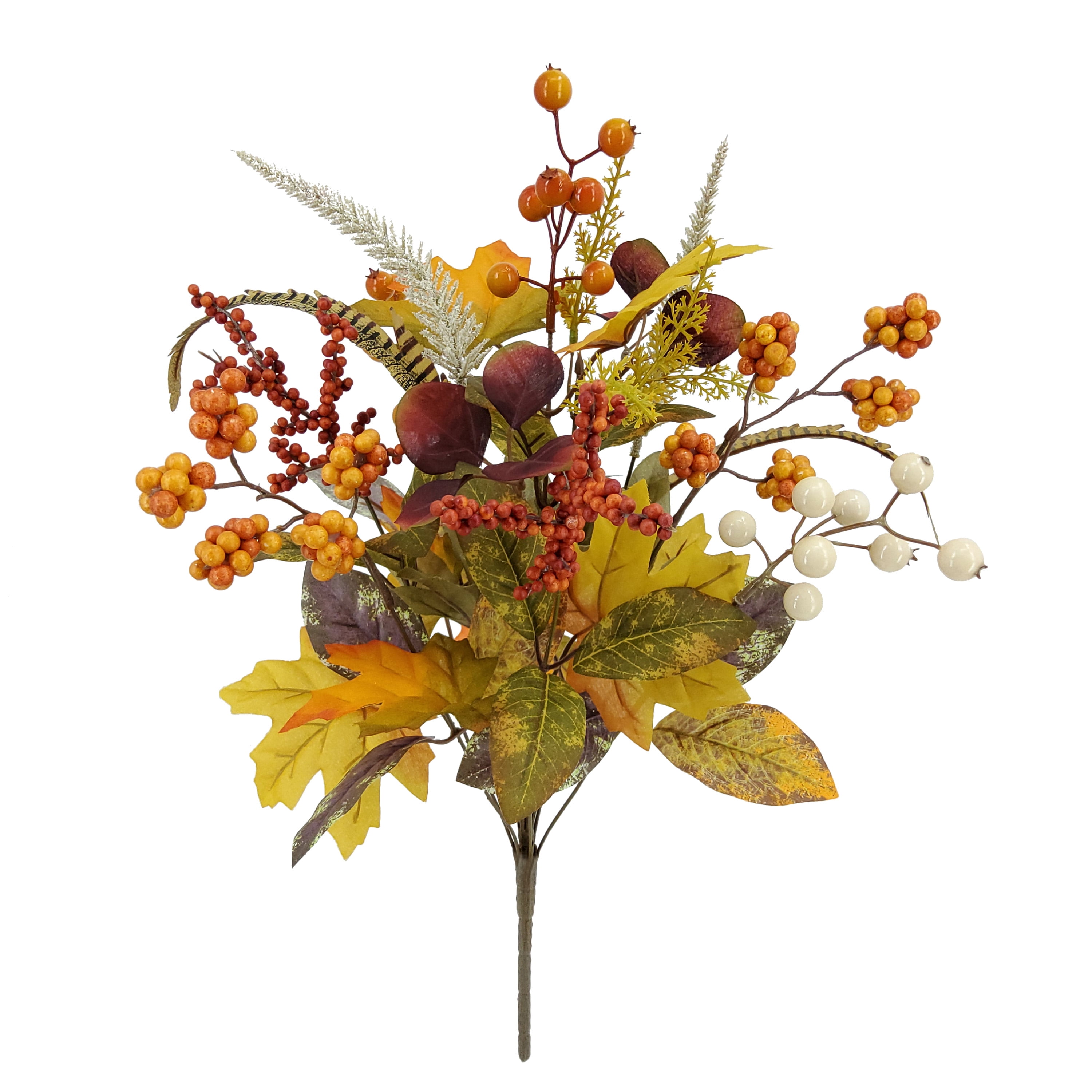 Mainstays 21 in Indoor Orange Artificial Berry and Leaves Bouquet