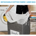 thumbnail image 3 of Laundry Hamper with Lid Laundry Basket with Handles Liner Bag Paper Woven Hampers for Laundry Clothes Storage Basket for Bedroom Bathroom (Grey), 3 of 6