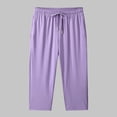 thumbnail image 2 of Ice Silk Pants For Womens Liweisiy Drawstring Elastic High Waist Solid Color Loose Pants Athletic Running Casual Classic Pants With Pockets Purple XL, 2 of 7