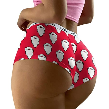 

Womens Christmas Print Shorts Funny Boxer Brief Underwear Boyshort Ladies Panties Pajamas