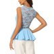 thumbnail image 3 of INSPIRAR CHIC Blusa sin mangas de encaje transparente con peplum y cuello redondo para mujer L Azul claro, 3 of 6