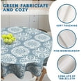 thumbnail image 3 of Ethnic Boho Round Tablecloth Modern Farmhouse Table Cloth 60 Inch Geometric Navy Blue Table Cover Waterproof Polyester Cloth Navy Blue Grey Cover for Holiday Indoor Outdoor Farmhouse Decor, 3 of 6