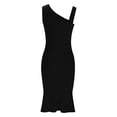thumbnail image 7 of Wycnly Womens Dresses Evening Party Prom Elegant Ruffle Hem Bodycon Wrap Strap Dresses Summer Solid Square Neck Sleeveless Formal Midi Dress Black XL, 7 of 7