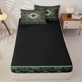 thumbnail image 4 of jejeloiu Bold Tribal Zipper Twin Comforter Sets with Fitted Sheet and 2 Pillowcases,Southwest Print Zipper Bedding Set For Boys,Green Gray,Black Reversible,4 Pieces, 4 of 7