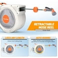 thumbnail image 4 of Ourlova Retractable Garden Hose Reel, 1/2”x65FT, UV Resistant, Auto Rewind, 9-Function Sprayer, Any Length Lock, 4 of 9