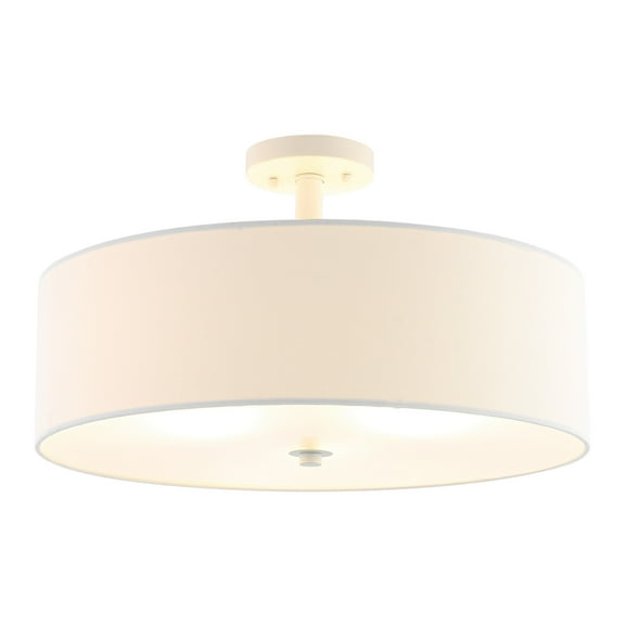 SAFAVIEH Jolana 20 in. Modern 3-Light White Iron Mount Light with 100% Cotton Shade
