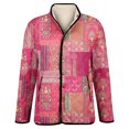 thumbnail image 5 of Wutalume Women's Floral Print Stand Up Collar Pleated Cotton Long Sleeved Button Cotton Jacket, Elegant Pattern, Comfortable Fit, Ideal for Spring and Fall Fashion,Multicolor L, 5 of 5