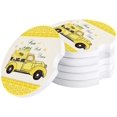 thumbnail image 1 of ZHANZZK Summer Yellow Truck and Lemon White Flowers Set of 2 Car Coaster for Drinks, Absorbent Ceramic Stone Coasters Cup Mat with Cork Base for Home Kitchen Room Coffee Table Bar Decor, 1 of 5