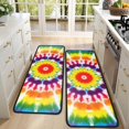 thumbnail image 4 of Kitchen Rugs Sets Of 2,Tie Dye Rainbow Concentric Circles Pattern Anti Fatigue Kitchen Mat Rugs Non Slip Washable,Decorative Kitchen Floor Mats for Kitchen,Sink,Laundry,17"x47"+17"x47", 4 of 5