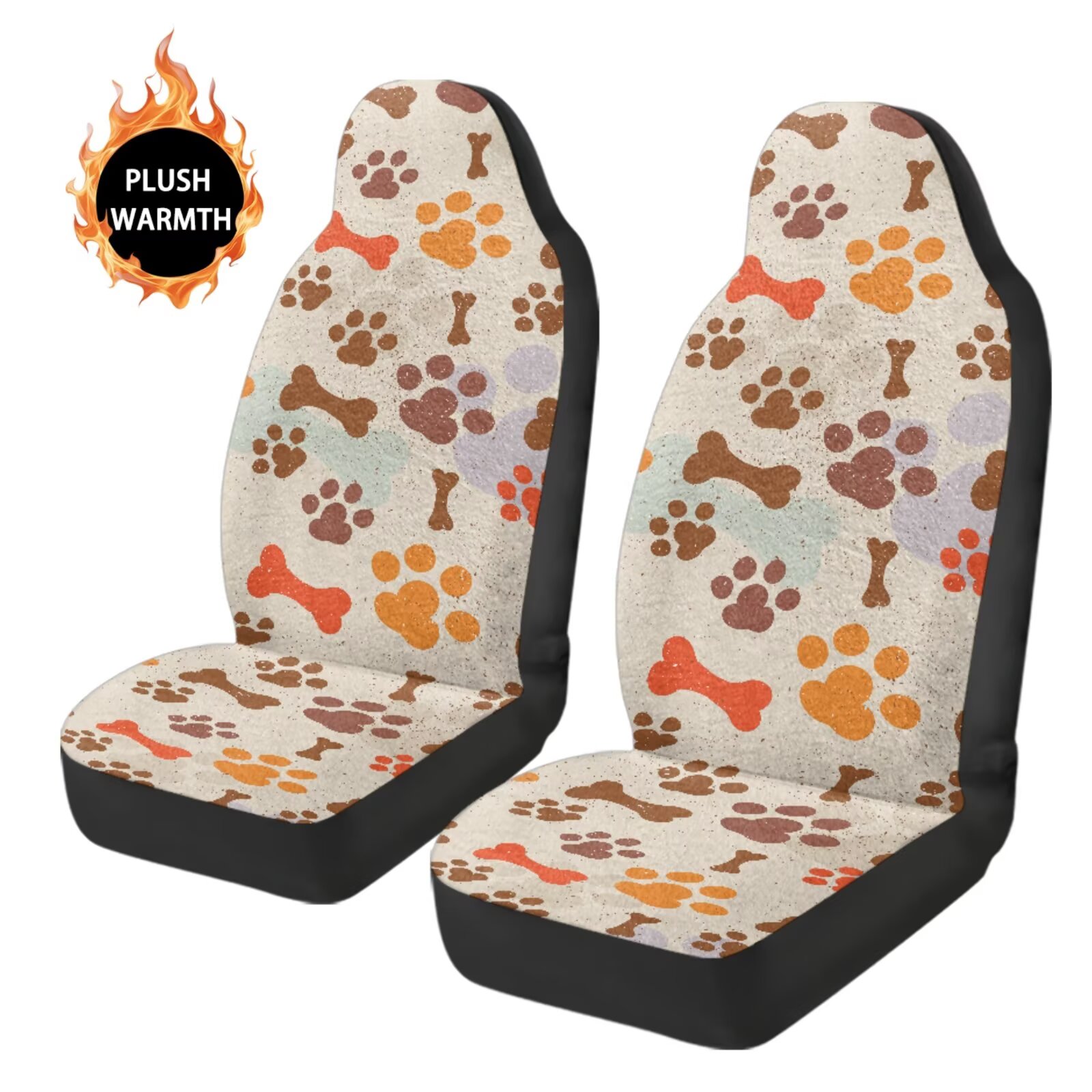 Uorisanigo Car Seat Cover Fit Four Seasons, Universal Cute Dog Paws Front of Car Seat Cushions, 2 PCS Auto Seats Protectors, Fit for Most Cars, SUVs, Trucks, and Vans