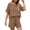 Brown#two piece pants set for women summer, variant on Moxiu Short Sets Women 2 Piece Outfits Casual Comfy Cotton Crew Neck Short Sleeve T Shirt and Shorts Gauze Lounge Vacation Set Green,S