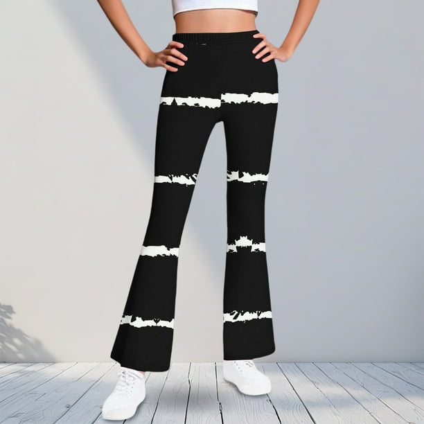 Pantalones largos con estampado para niñas, forrados de vellón para mayor calidez, pantalones largos casuales, leggings ligeramente acampanados, traje para niñas de 5 a 16 años.