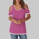 thumbnail image 2 of Tops de Algodón para Mujeres Tira Impresa Manga Corta Cuello en V Fuera Del Hombro, Top de Moda para el Uso Diario, 2 of 9