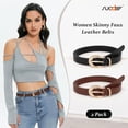 thumbnail image 2 of 2 Pack Women Skinny Belt Thin Waist Belt with Fashion Gold Buckle for Pants Jeans Dresses, 2 of 9