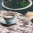 thumbnail image 3 of Ambesonne Floral Fitted Round Tablecloth, Roses with Autumn Leaves Art, 36"- 40" Diameter, Maroon Mauve and Ivory, 3 of 5