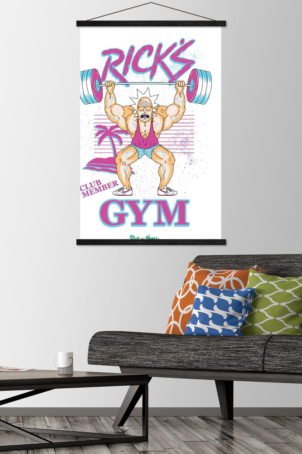 Rick And Morty - Rick's Gym Wall Poster with Wooden Magnetic Frame, 22.375" x 34"