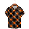 thumbnail image 2 of ZRGHAOYLQ Orange Button Down Shirt Men Short Sleeve Big and Tall Shirts Loose Lapel Collar Shirt Tops, 2 of 5