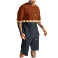 thumbnail image 1 of Pantalones Elásticos de la Cintura de los Hombres de la Impresión de los Pantalones Cortos Delgados Deportivos, Cuello Redondo de la Blusa de Manga Corta, 1 of 5