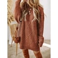thumbnail image 4 of New Arrivals 2025: Women's Oversized Knit Dresses - Casual Long Sleeve Cable Knit Pullover Dresses with Lantern Sleeves, 4 of 8