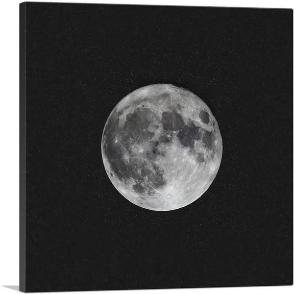 ARTCANVAS Full Moon With Speckled Stars Space Canvas Art Print - Size: 18" x 18" (0.75" Deep)