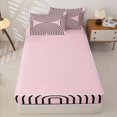 thumbnail image 4 of Homewish Abstract Stripes Zipper Twin Comforter Sets with Fitted Sheet and 2 Pillowcases,Classic Geometric Zipper Bedding Set,Pink Black,Pink Reversible,4pcs, 4 of 8