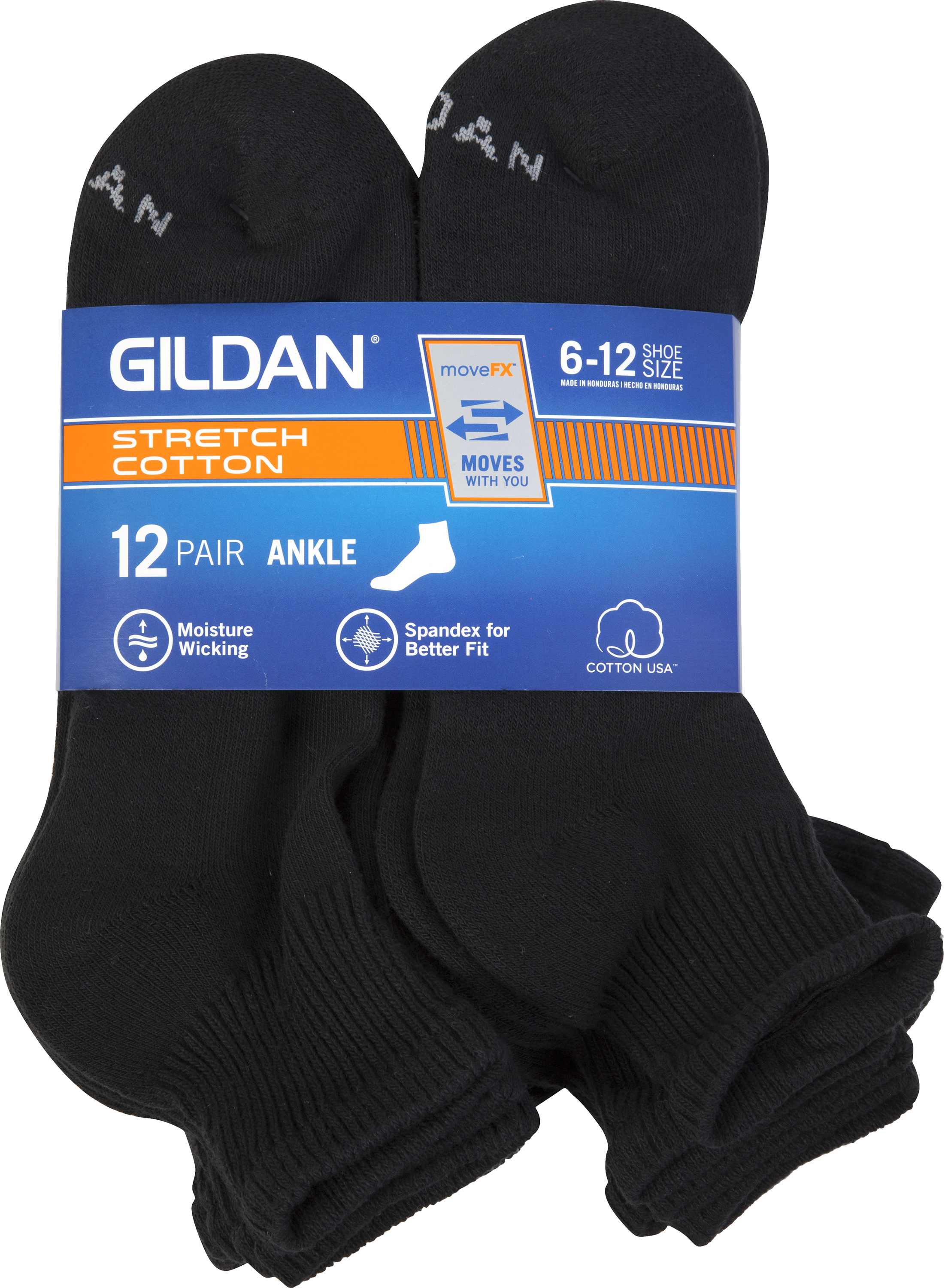 Gildan Men's Performance Cotton moveFX Ankle Socks 12Pack