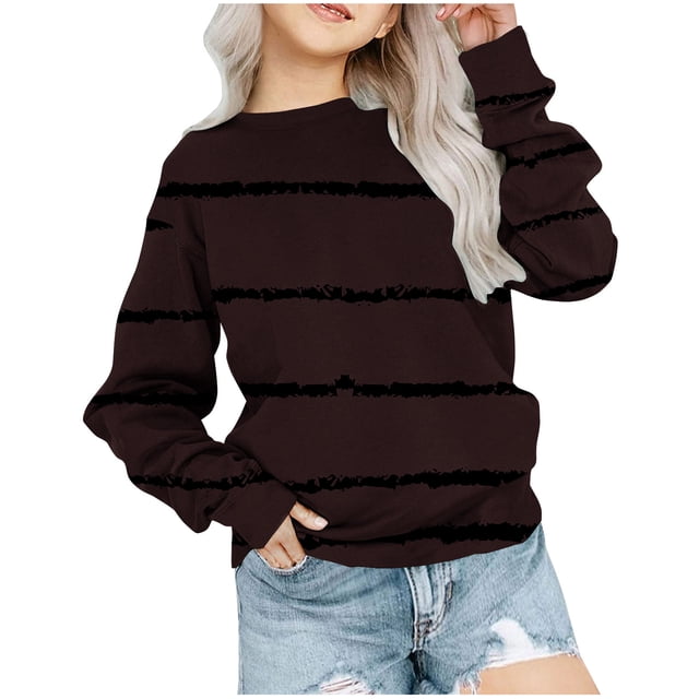 Yuyuzo Chandails en Molleton pour Filles Tout-Petits Col Rond Manches Longues Décontracté Confortable Rayé Pull d'Automne pour Bébé Fille
