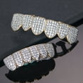 18K Gold Plated Diamond Hip Hop Teeth Grillz Top Bottom Mouth Grill Set