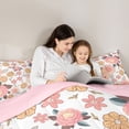 thumbnail image 6 of Homewish Chic Pink Flowers 3 Pieces Queen Comforter Set For Teens Female Girls,Spring Garden Ultra Soft Bedding Sets,Exotic Style Bedding Comforter Set,Lightweight Room Decor,Reversible, 6 of 9