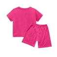 thumbnail image 5 of LNZGNM 2 Piece Summer Outfits with Pockets Oversized Cap Sleeve Top Shorts Set Elastic Waist Solid Color Clothing Sets for Sports, Hot Pink, 5 of 5